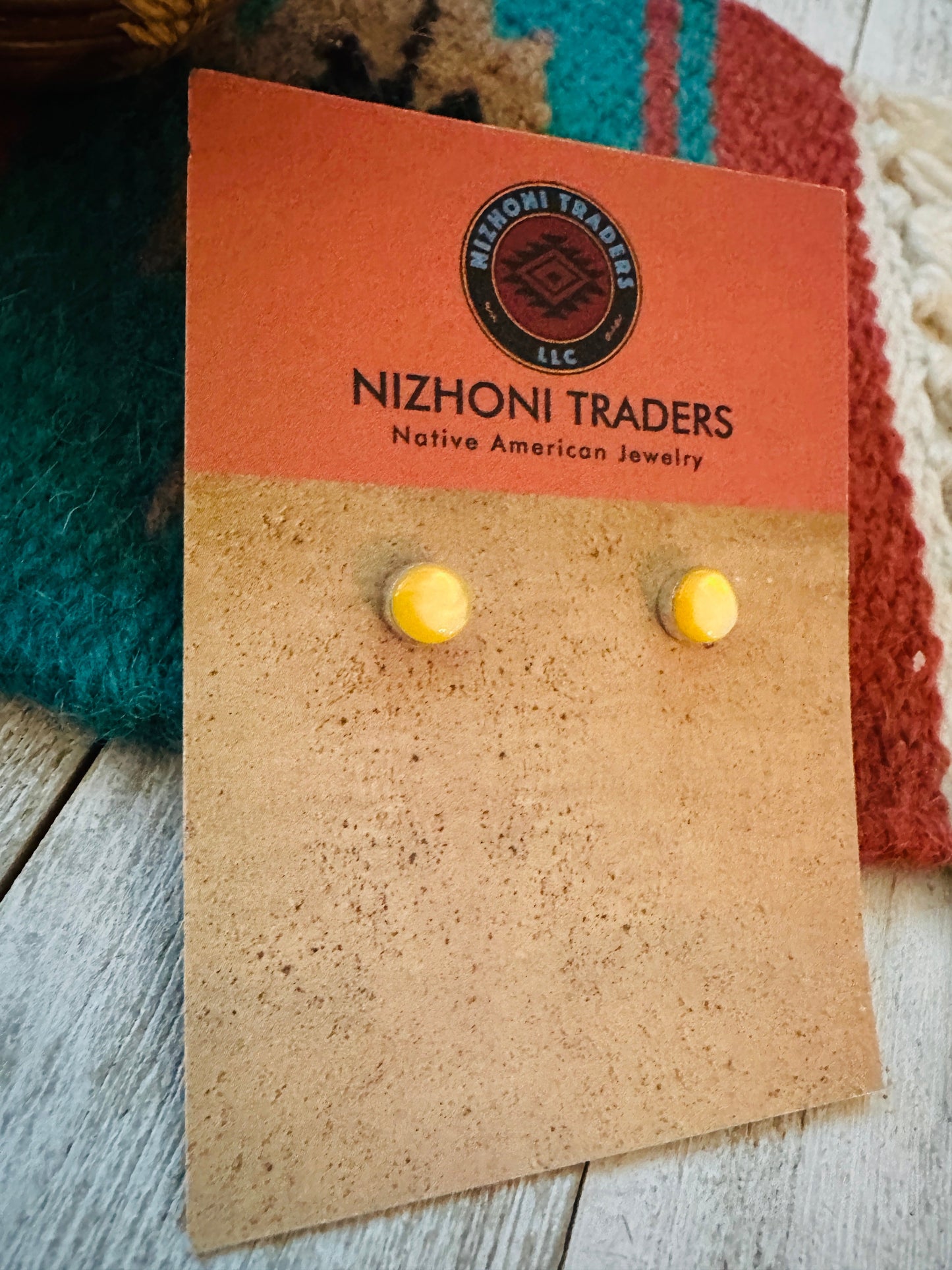 Handcrafted Yellow Mother of Pearl and Sterling Silver Stud Earrings