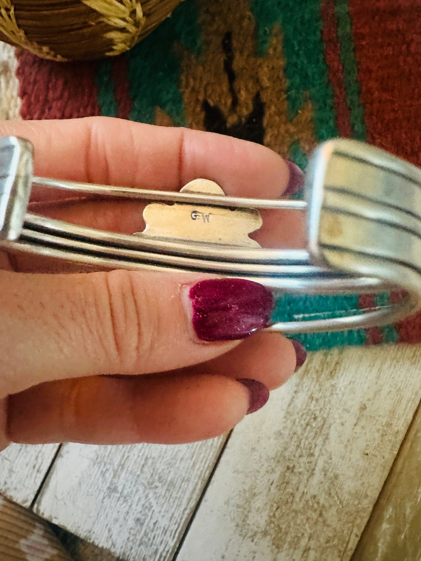 Handcrafted Sterling Silver & Kingman Turquoise Cuff Bracelet