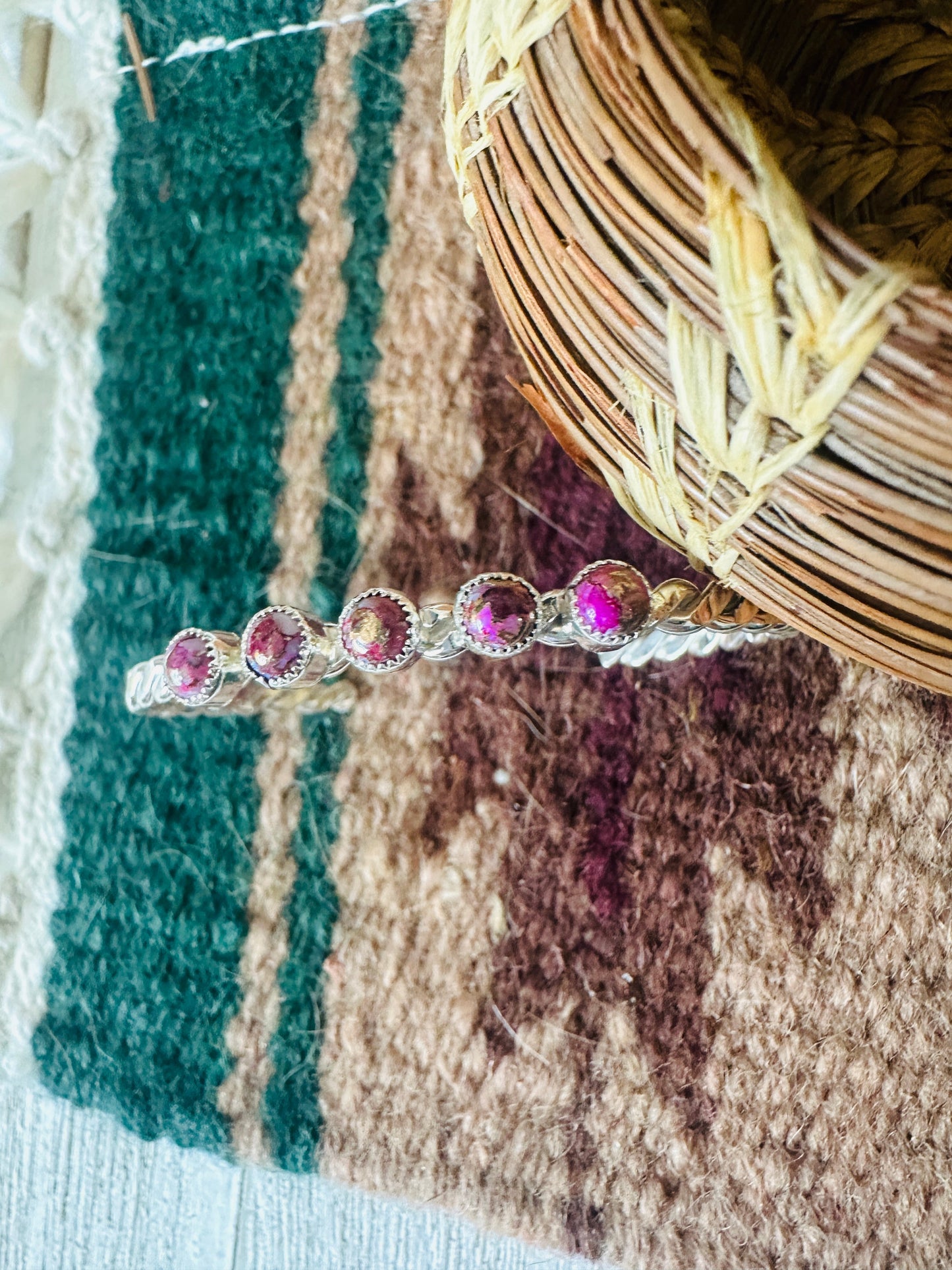 Handcrafted Pink Dream Mojave & Sterling Silver Cuff Bracelet