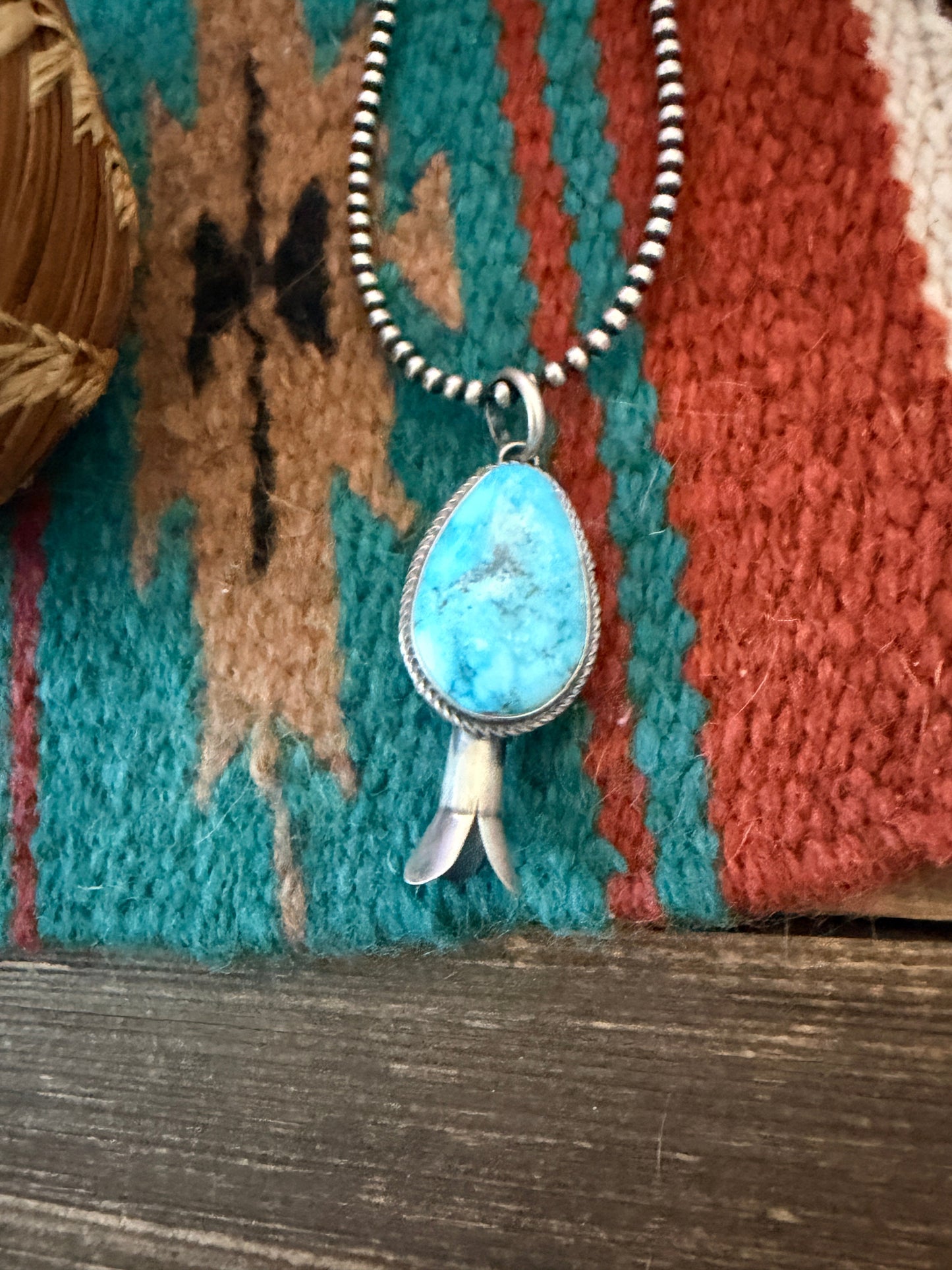 Handcrafted Sterling Silver & Turquoise Blossom Pendant