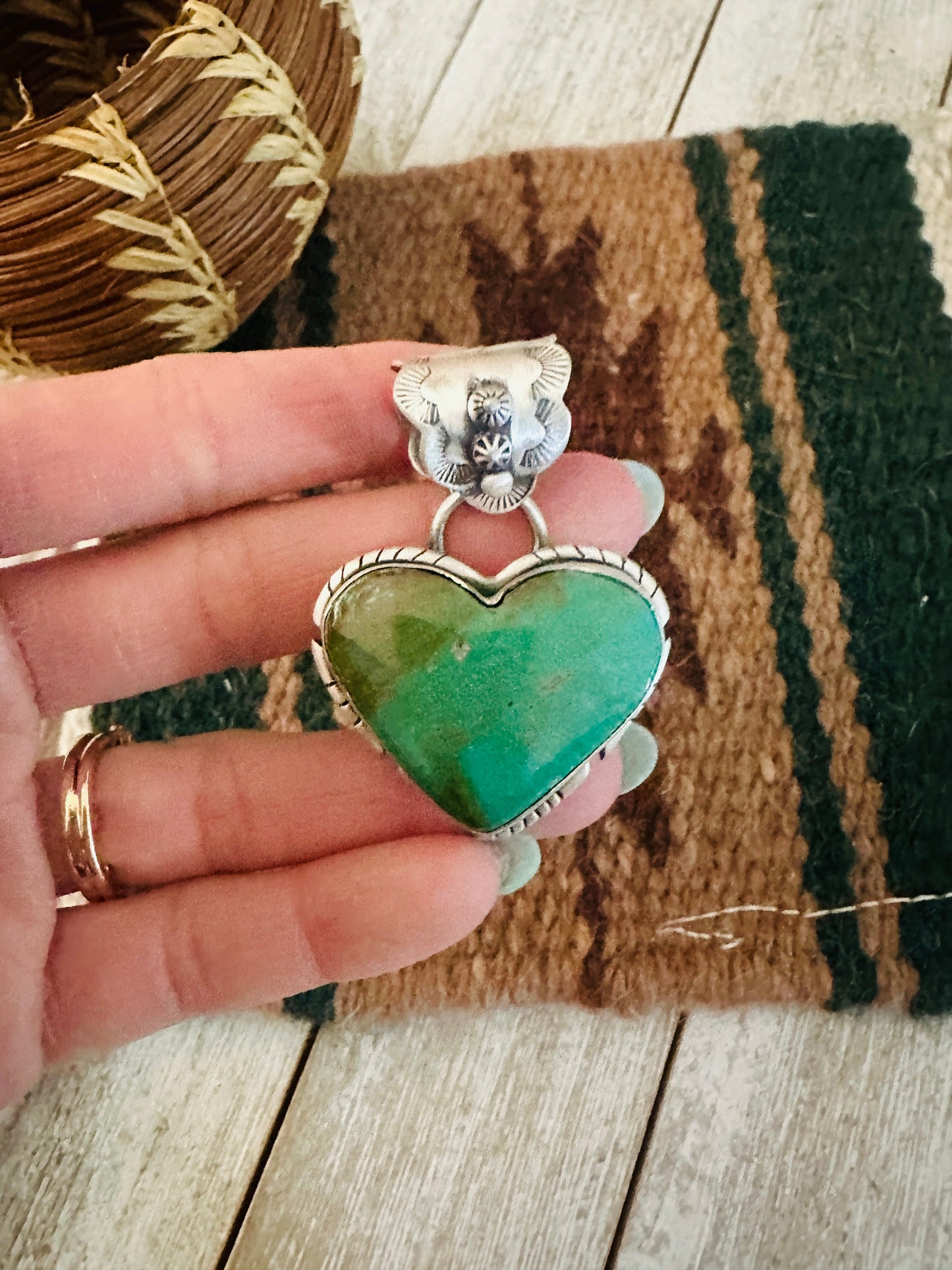 Handmade Turquoise & Sterling Silver Heart Pendant