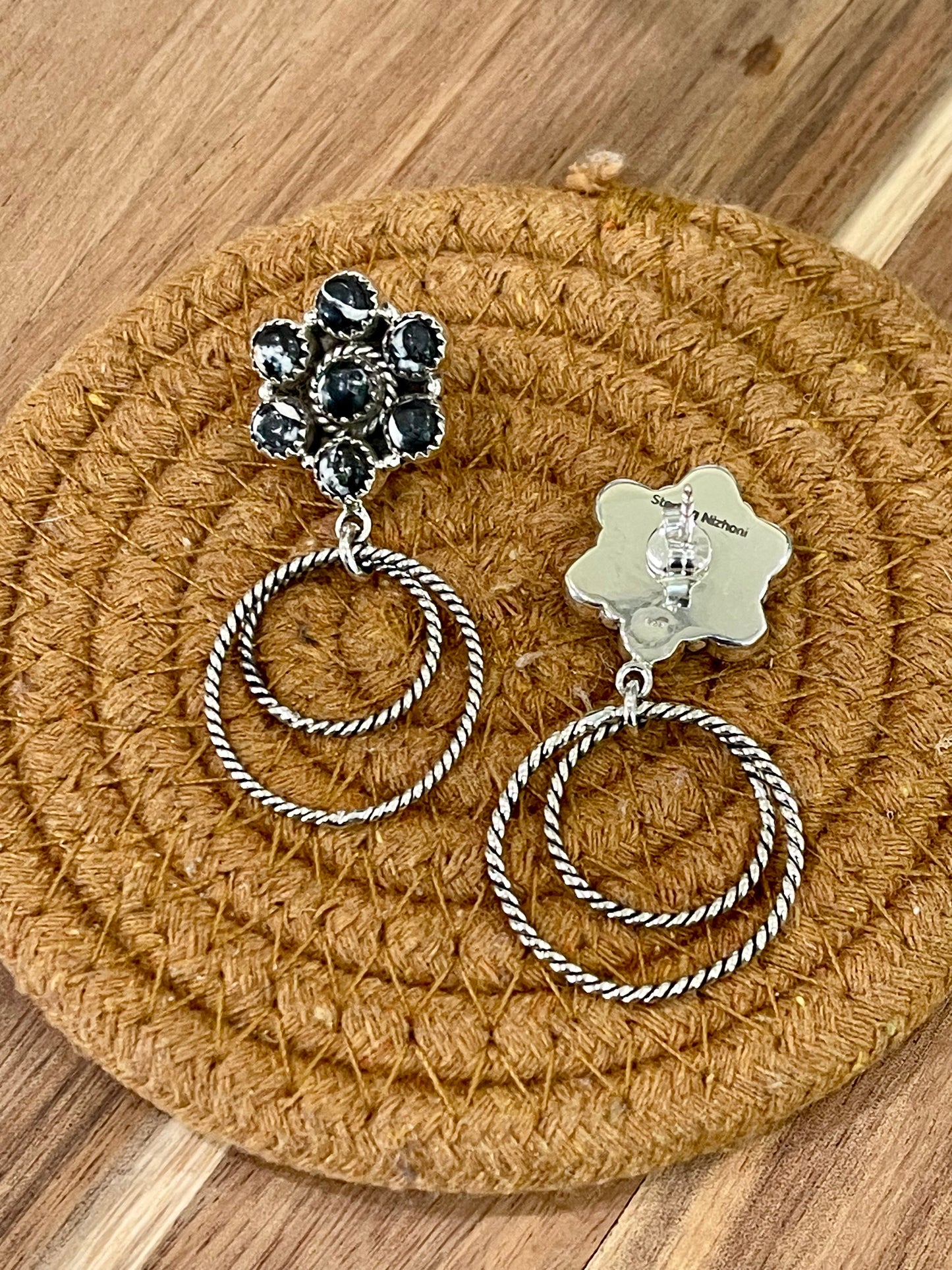 Handcrafted Sterling Silver & White Buffalo Post Hoop Earrings