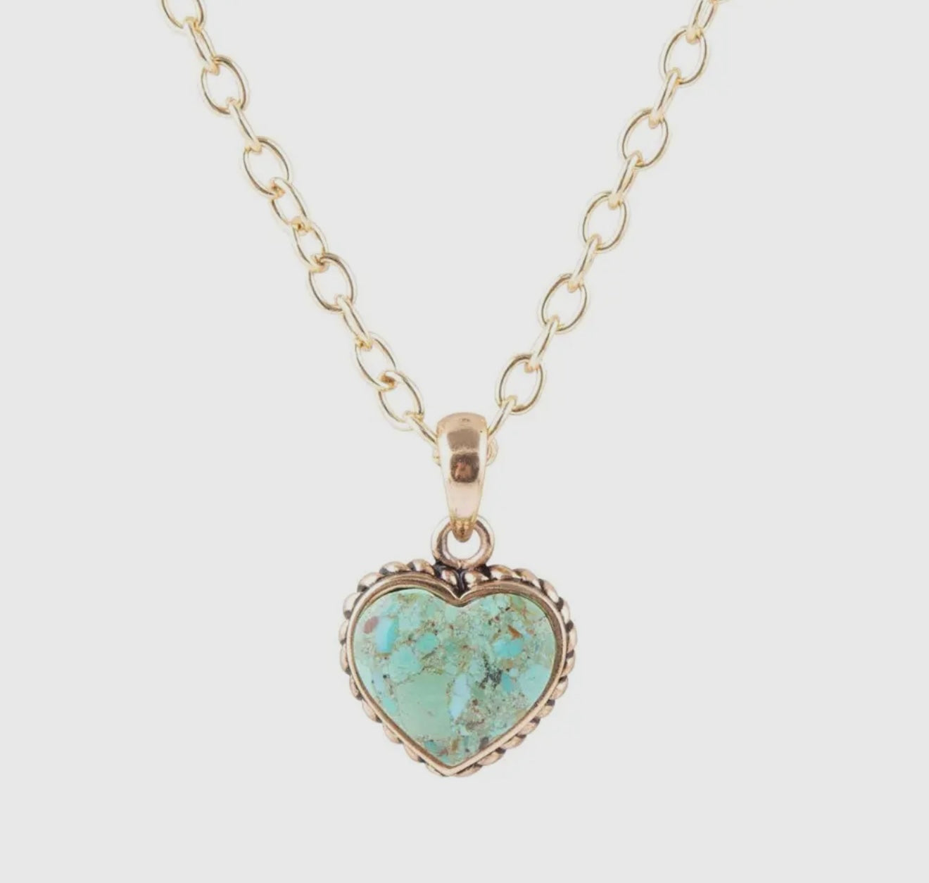 “The Golden Collection” THE HEART Handmade Turquoise Gold Plated Necklace