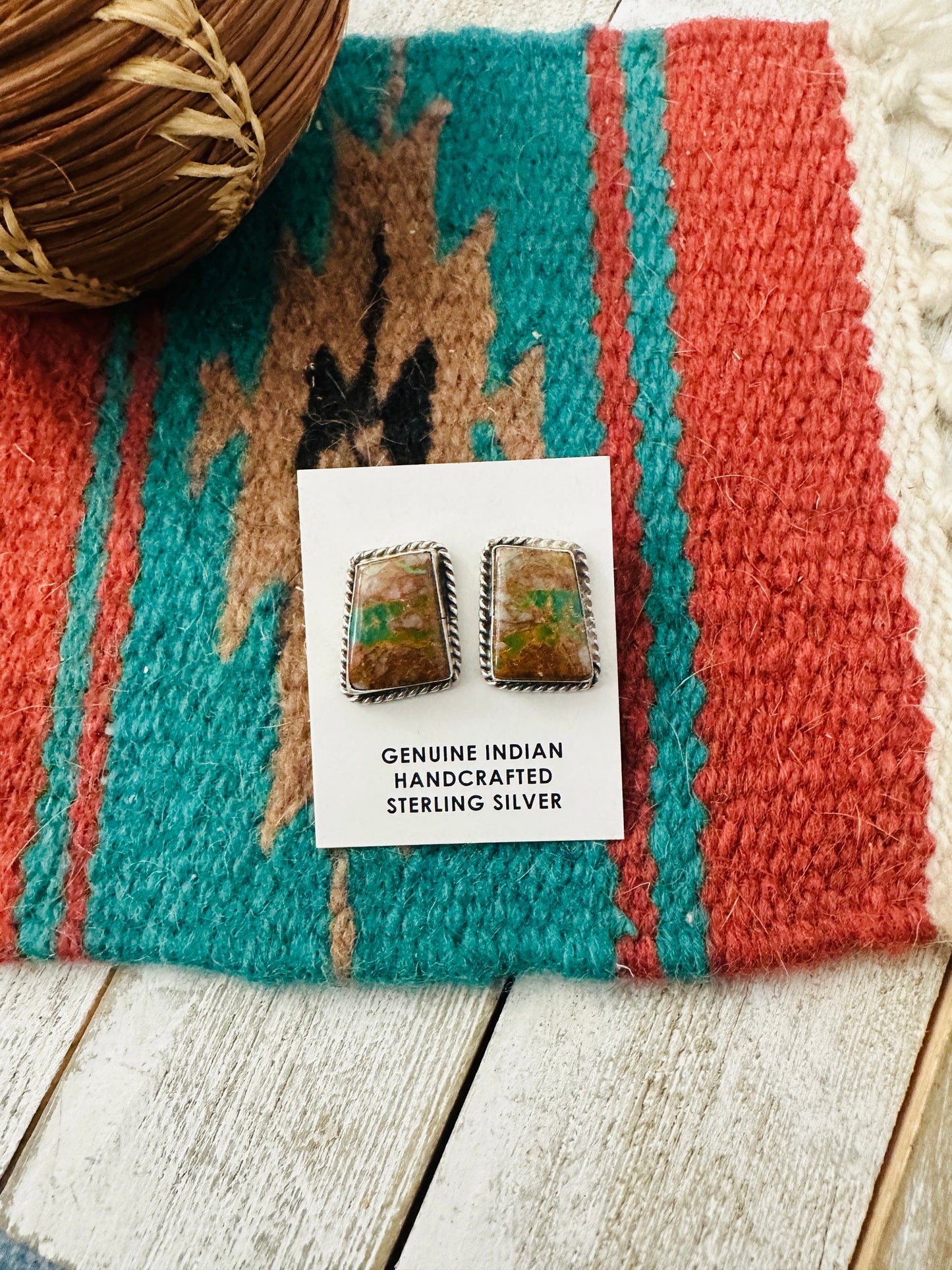 Navajo Sterling Silver & Turquoise Post Earrings