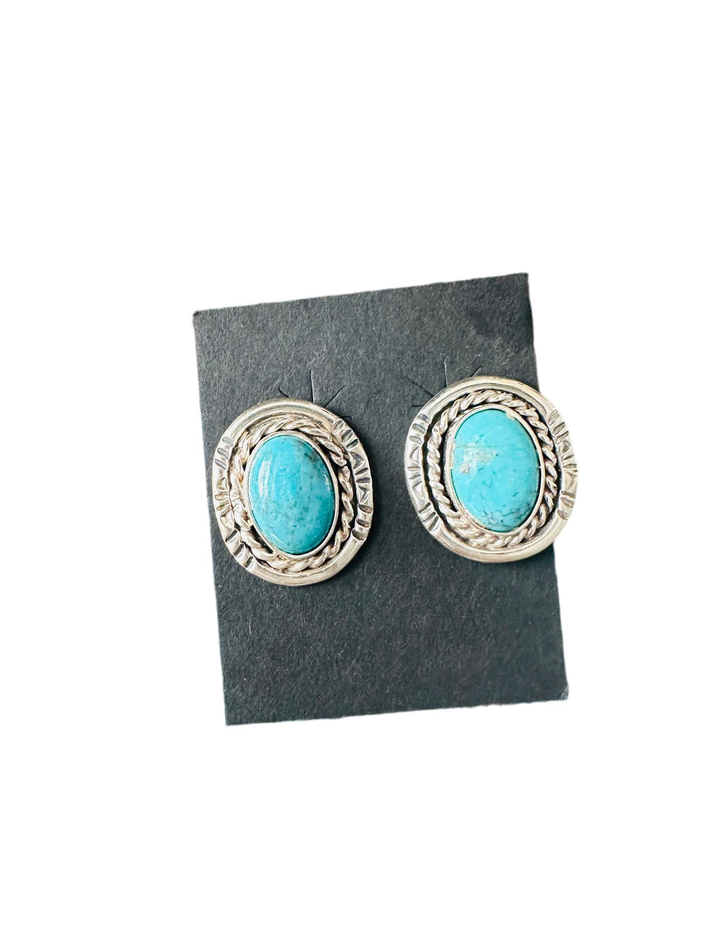 Handcrafted Turquoise & Sterling Silver Post Earrings