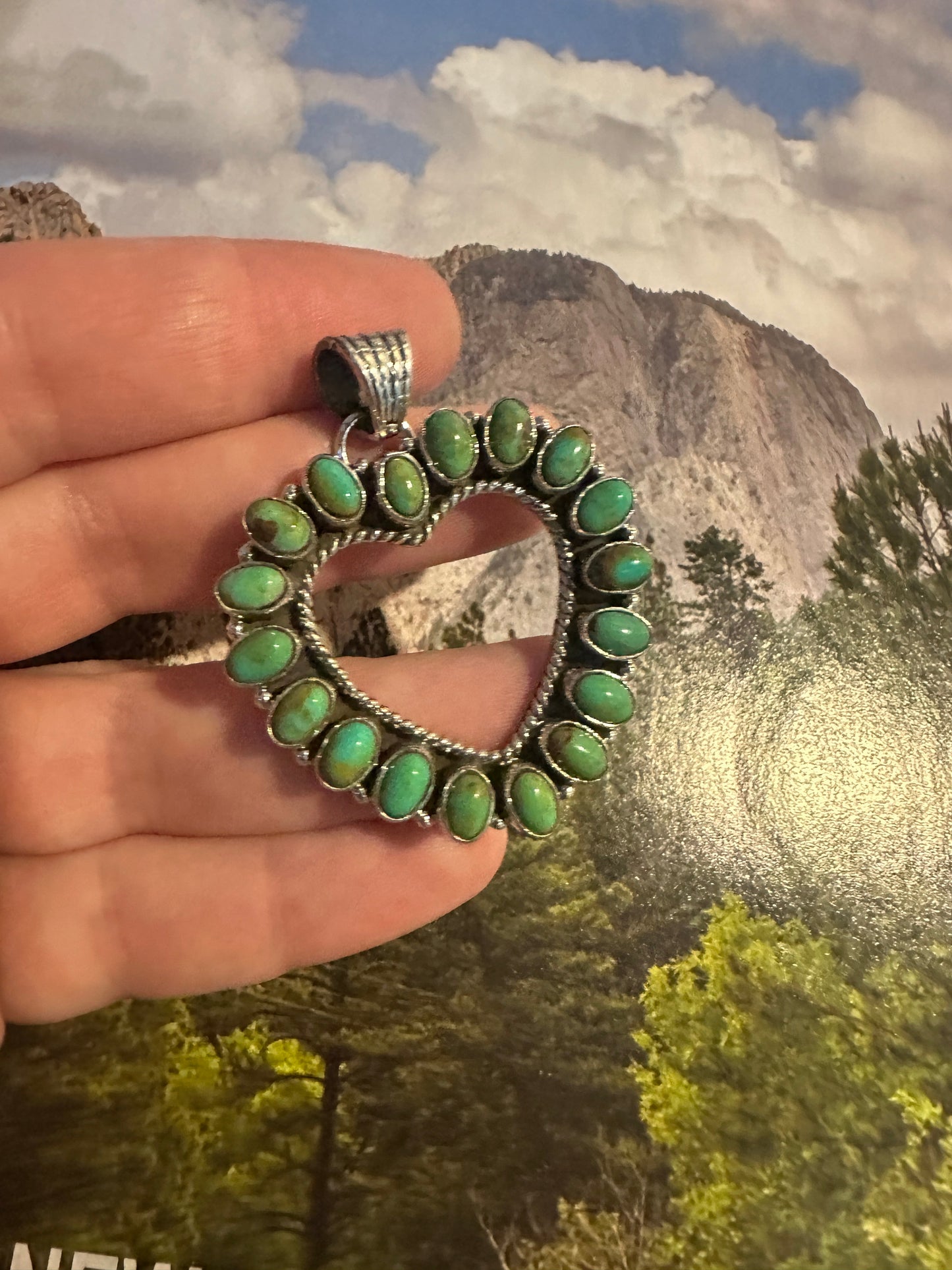 Handmade Sterling Silver Turquoise Heart Pendant By Dan Dodson