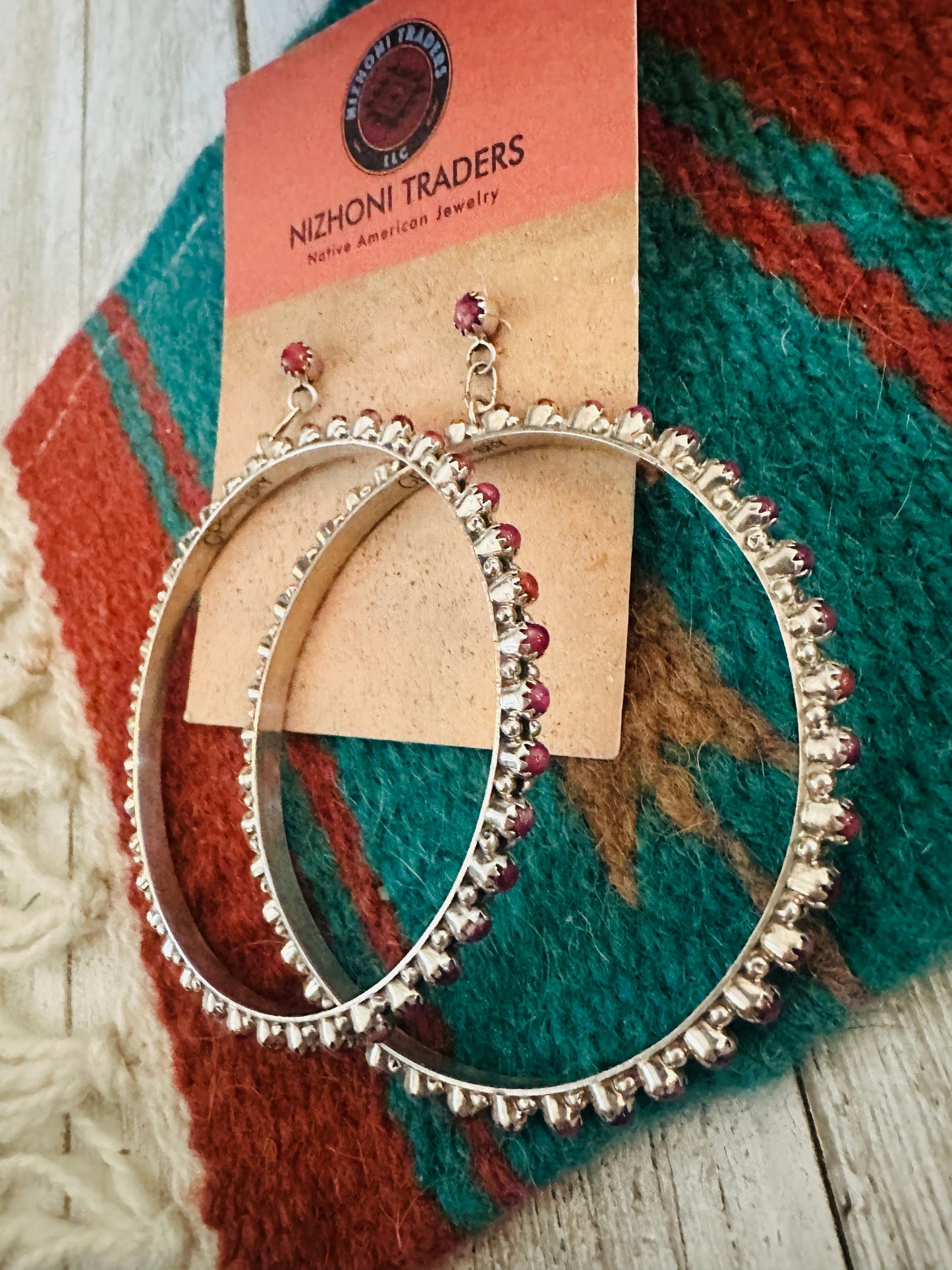 Handcrafted Pink Dream Mojave and Sterling Silver Dangle Hoop Earrings