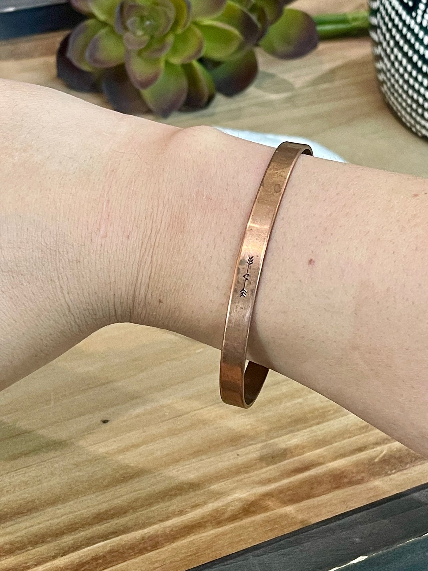 Vintage Handmade Dare To Lead Copper Cuff