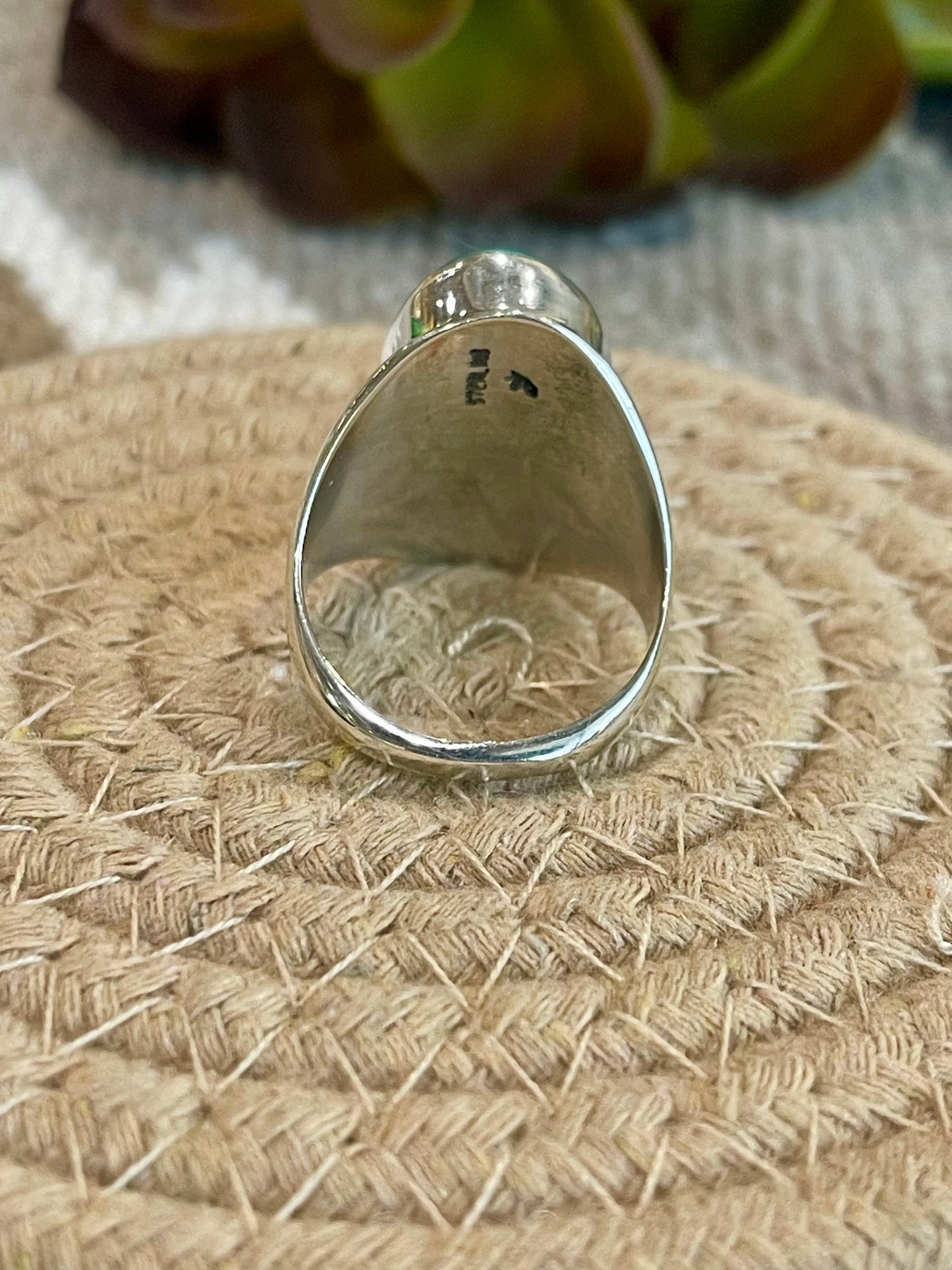 Handcrafted Turquoise & Sterling Silver Ring Size 11.75