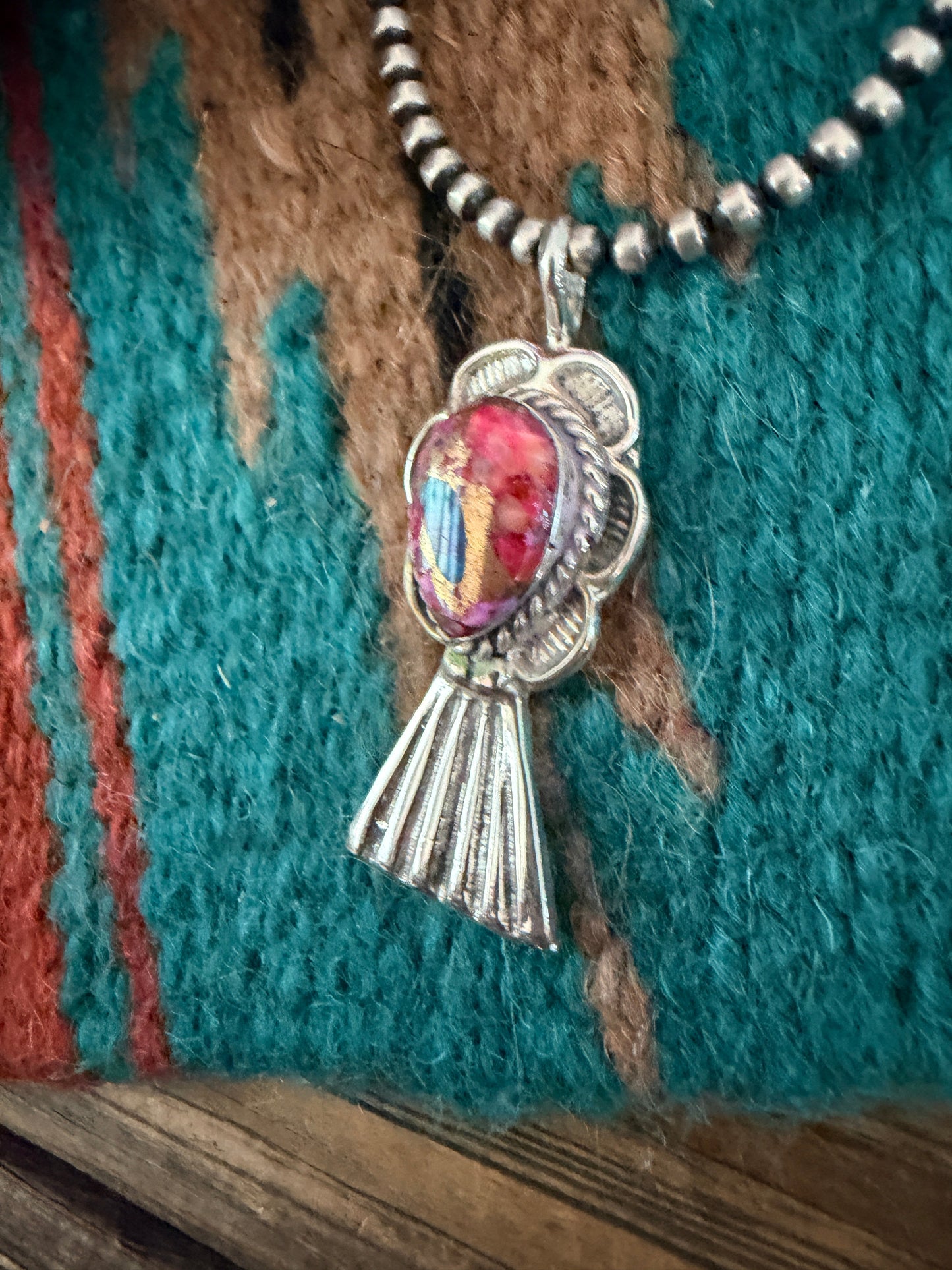 Handcrafted Sterling Silver & Pink Dream Mojave Blossom Pendant by Joseph Martinez