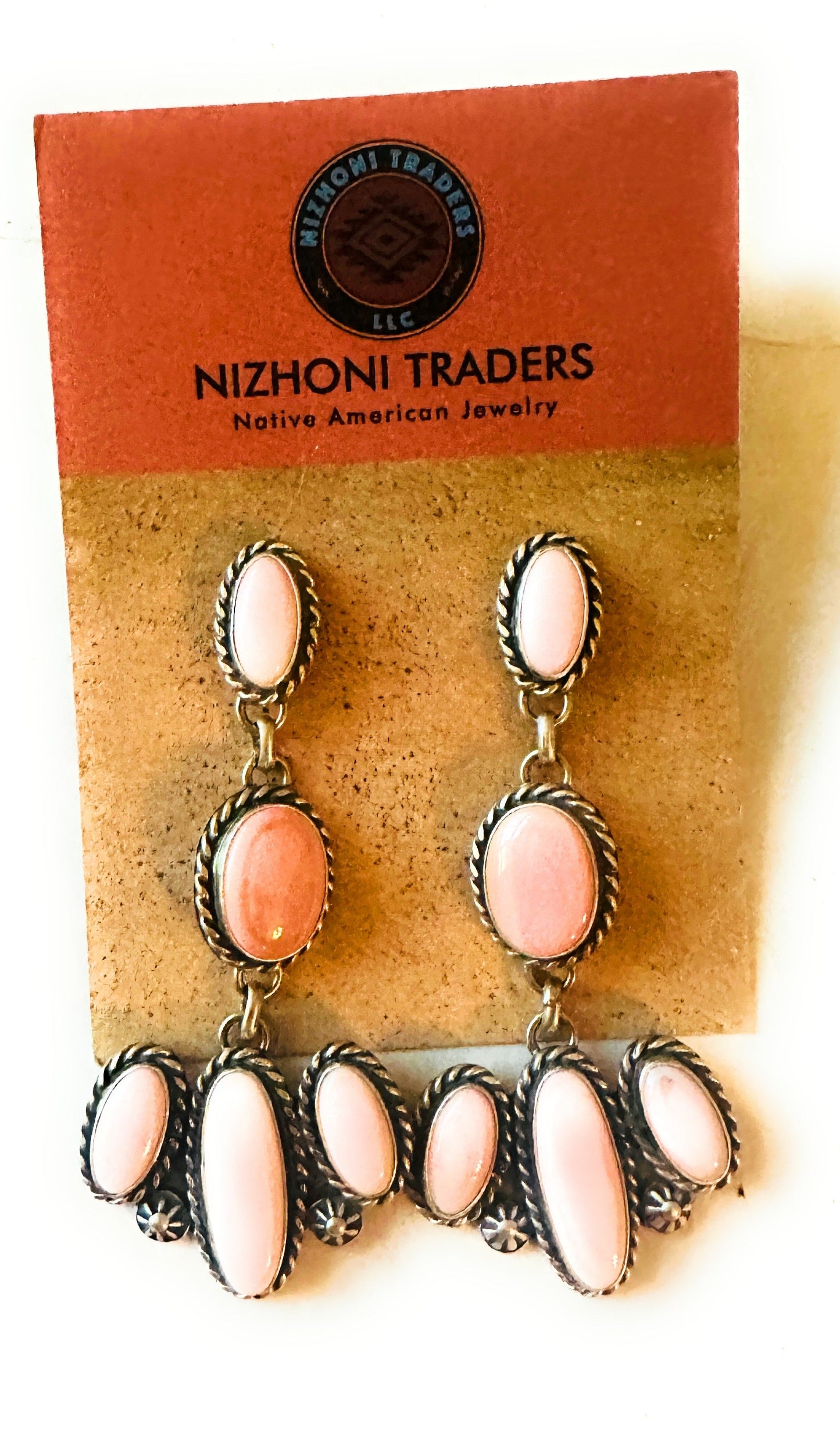 Handcrafted Queen Pink Conch & Sterling Silver Dangle Earrings