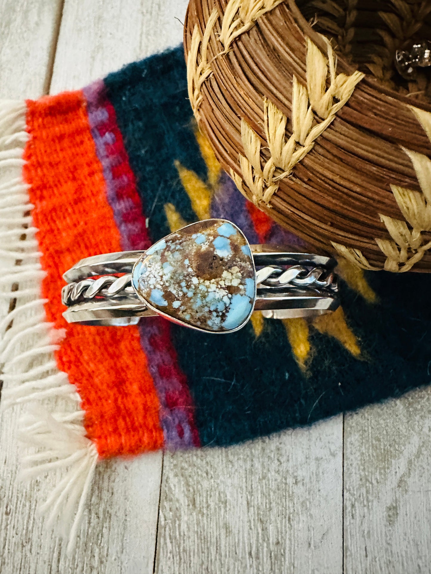 Handcrafted Sterling Silver & Golden Hills Turquoise Cuff Bracelet