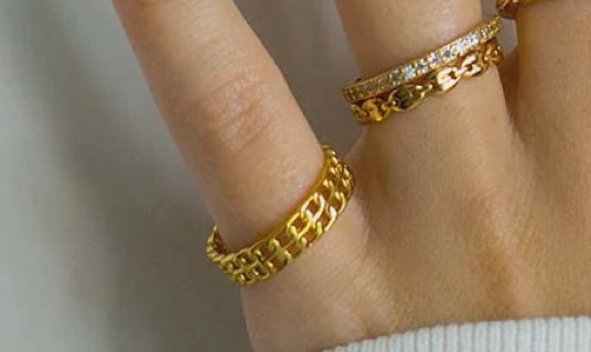 14k Gold Plated 2 Row Chain Ring