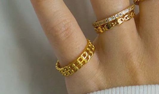 14k Gold Plated 2 Row Chain Ring