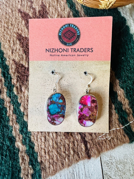 Handcrafted  Pink Dream Mojave & Sterling Silver Dangle Earrings
