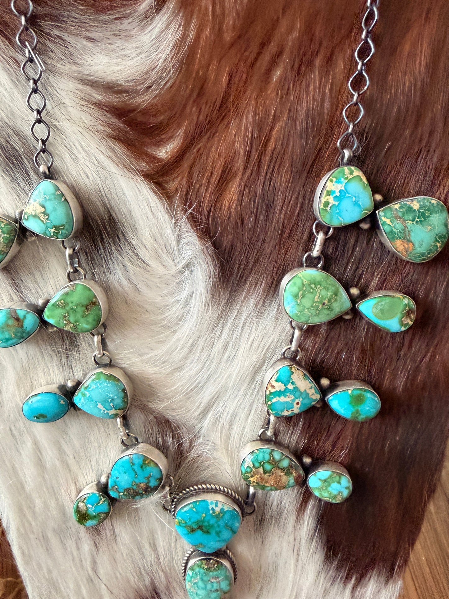Handcrafted Sonoran Mountain Turquoise & Sterling Silver Necklace and Earring Set