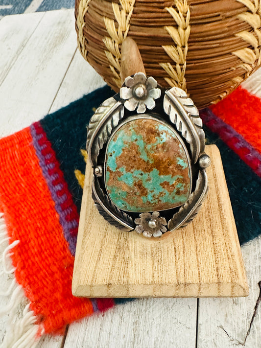 Handcrafted Royston Turquoise & Sterling Silver Ring Size 6.5