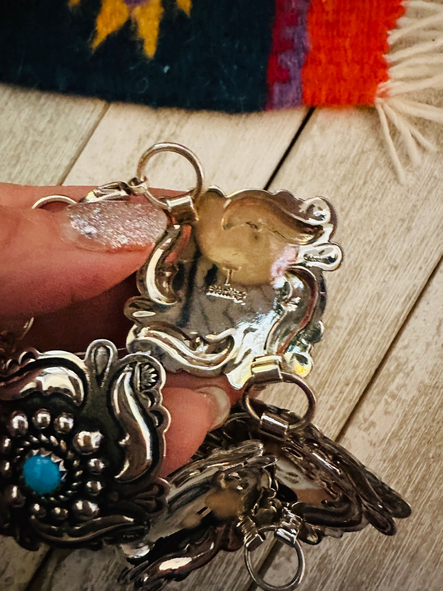 Handcrafted Turquoise & Sterling Silver Concho Link Bracelet