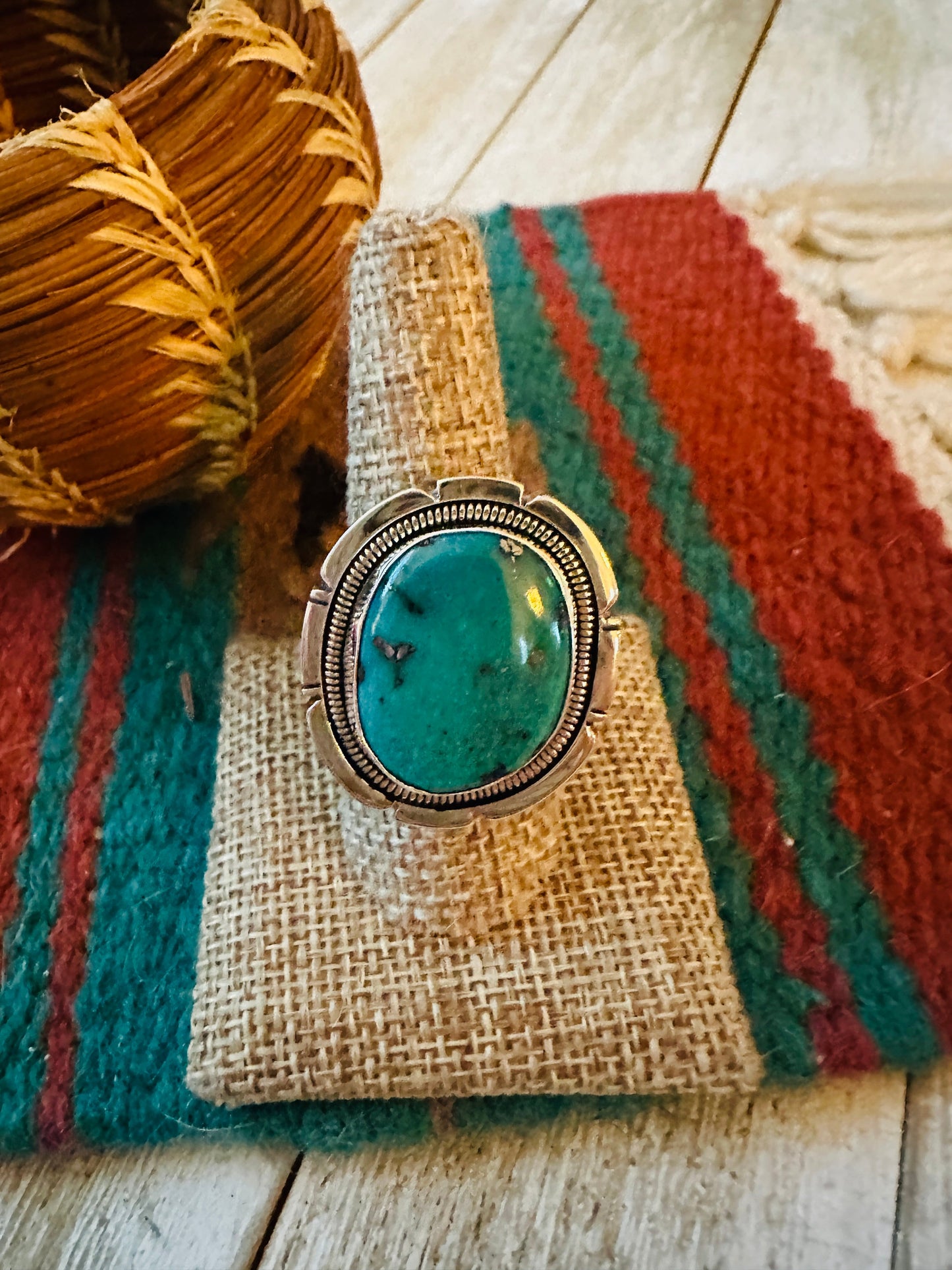 Handcrafted Turquoise & Sterling Silver Adjustable Ring