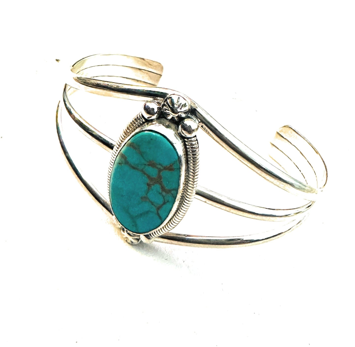 Navajo Sterling Silver & Kingman Turquoise Cuff Bracelet