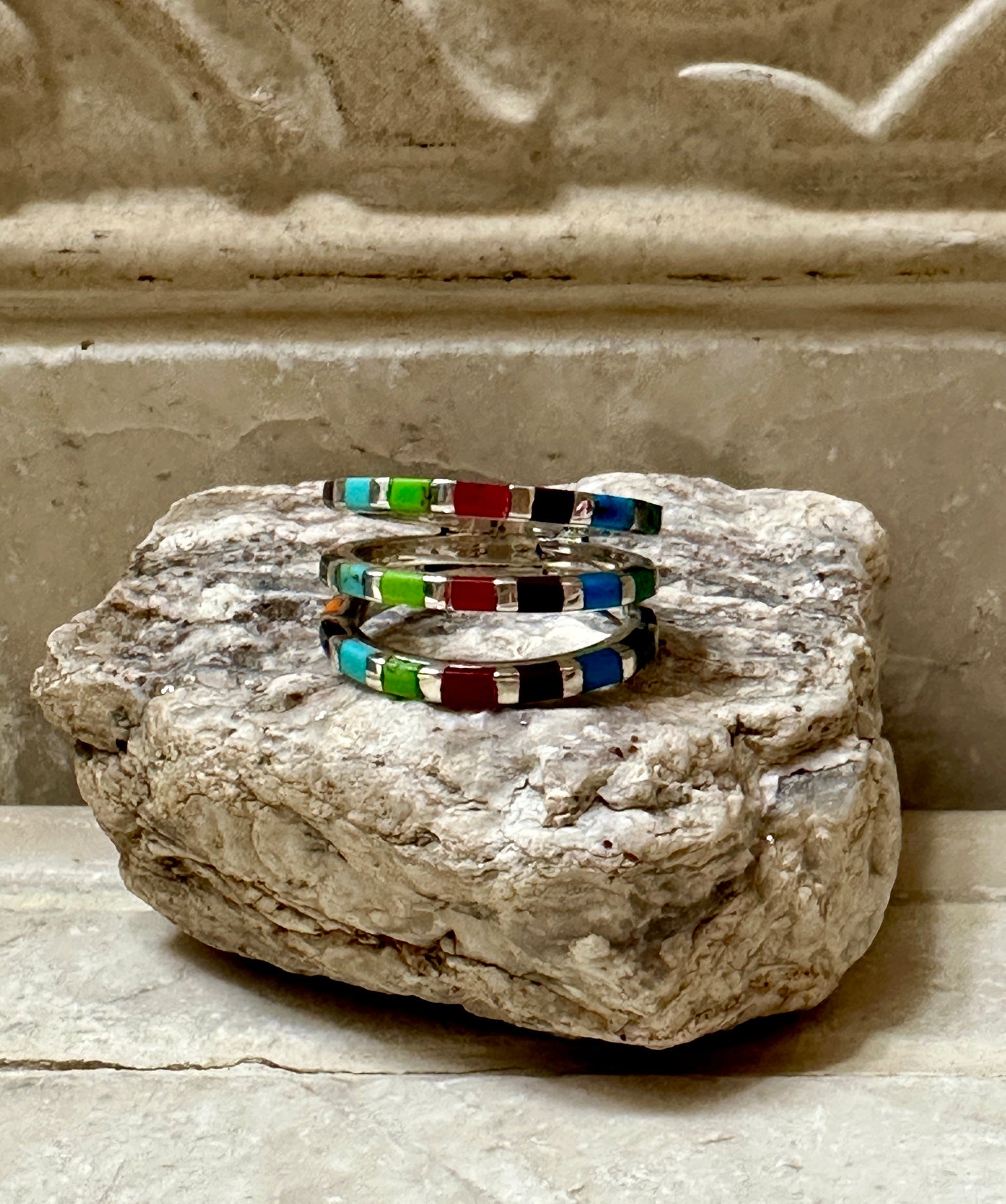 Multistone 3 Row Sterling Silver Ring