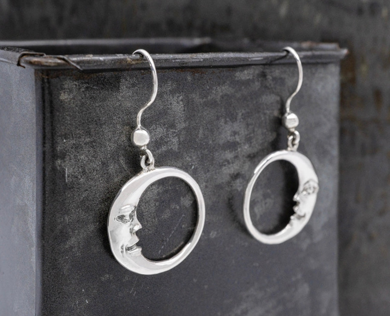 Moon Face Sterling Silver Earrings