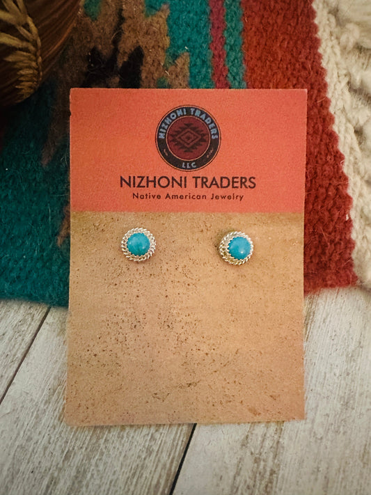 Navajo Turquoise and Sterling Silver Stud Earrings