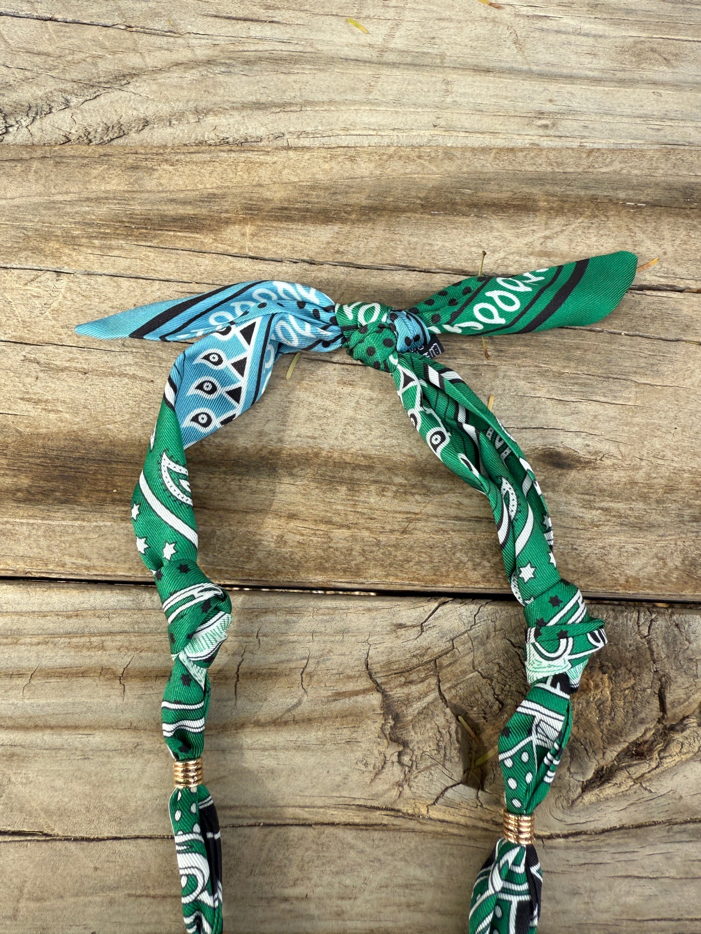 "THE GOLDEN COLLECTION" Handmade Bandana Charm Necklace GREEN