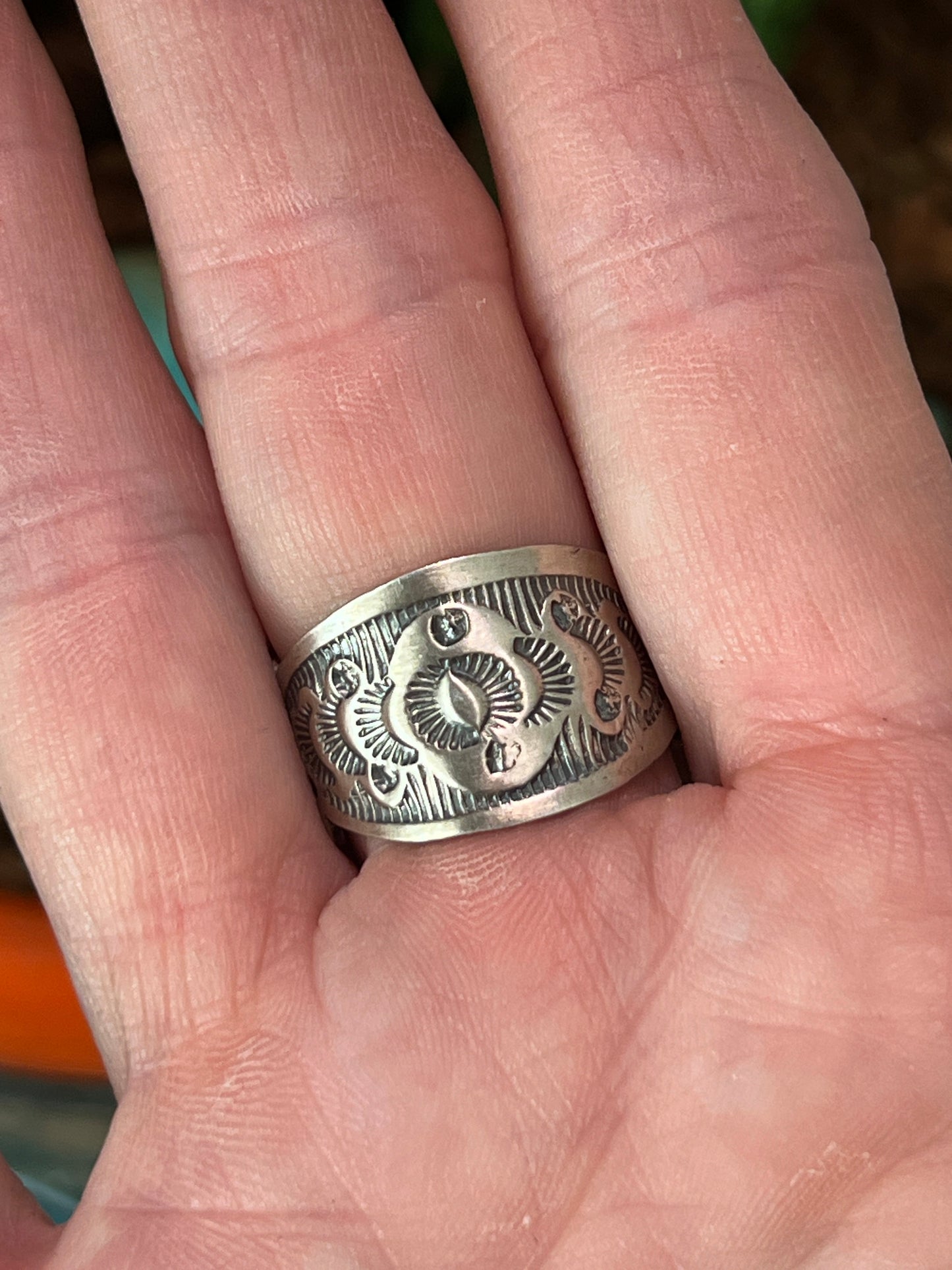 Handcrafted Sterling Silver and Natural Kingman Web Ring by Boyd Ashley, Size 8
