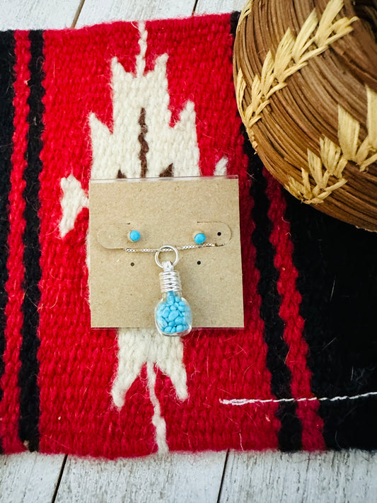 Handcrafted Sleeping Beauty Turquoise & Sterling Silver Dreamer Necklace Set