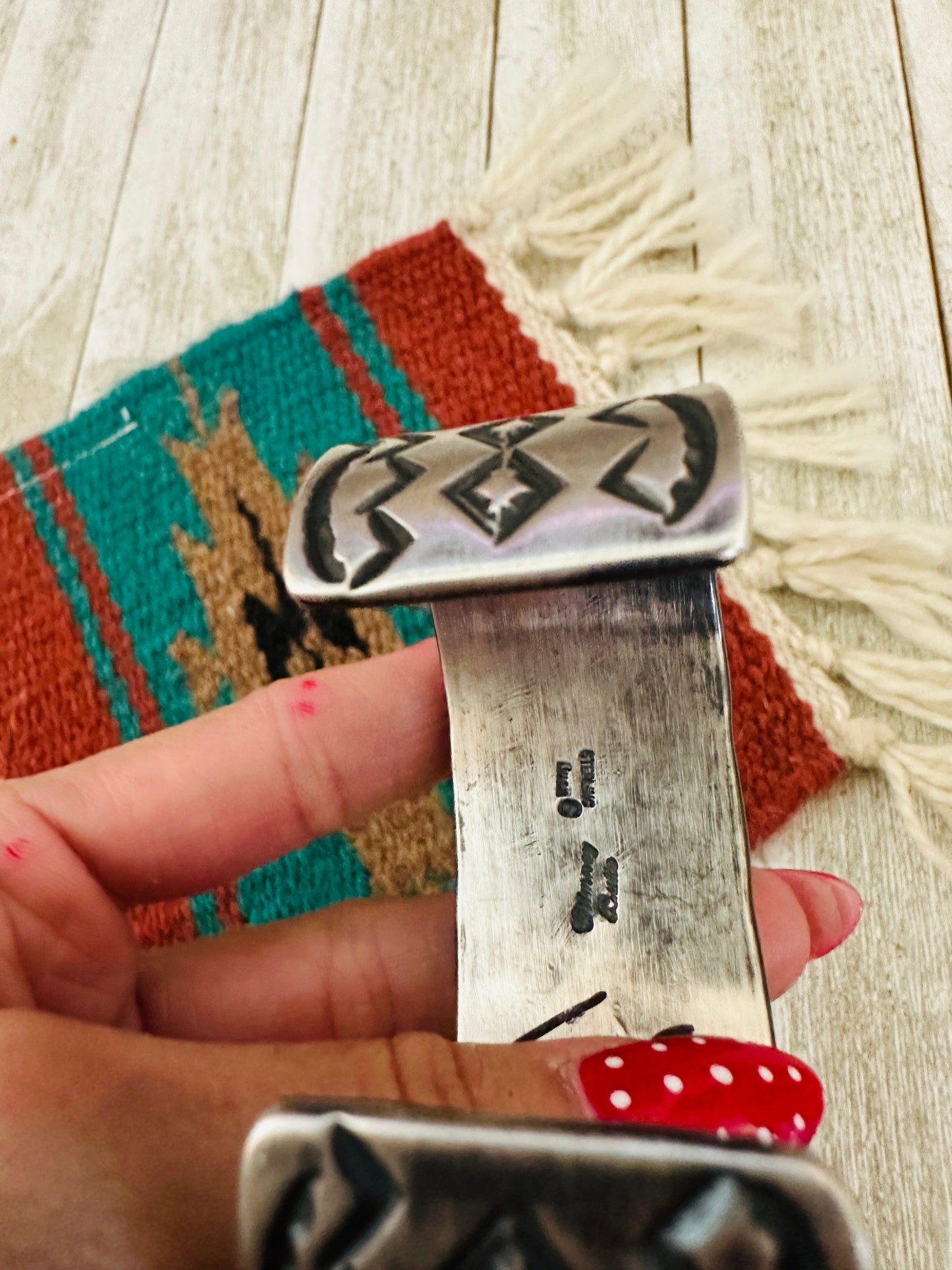 Handcrafted Sterling Silver & Golden Hills Turquoise Cuff Bracelet by Chimney Butte /