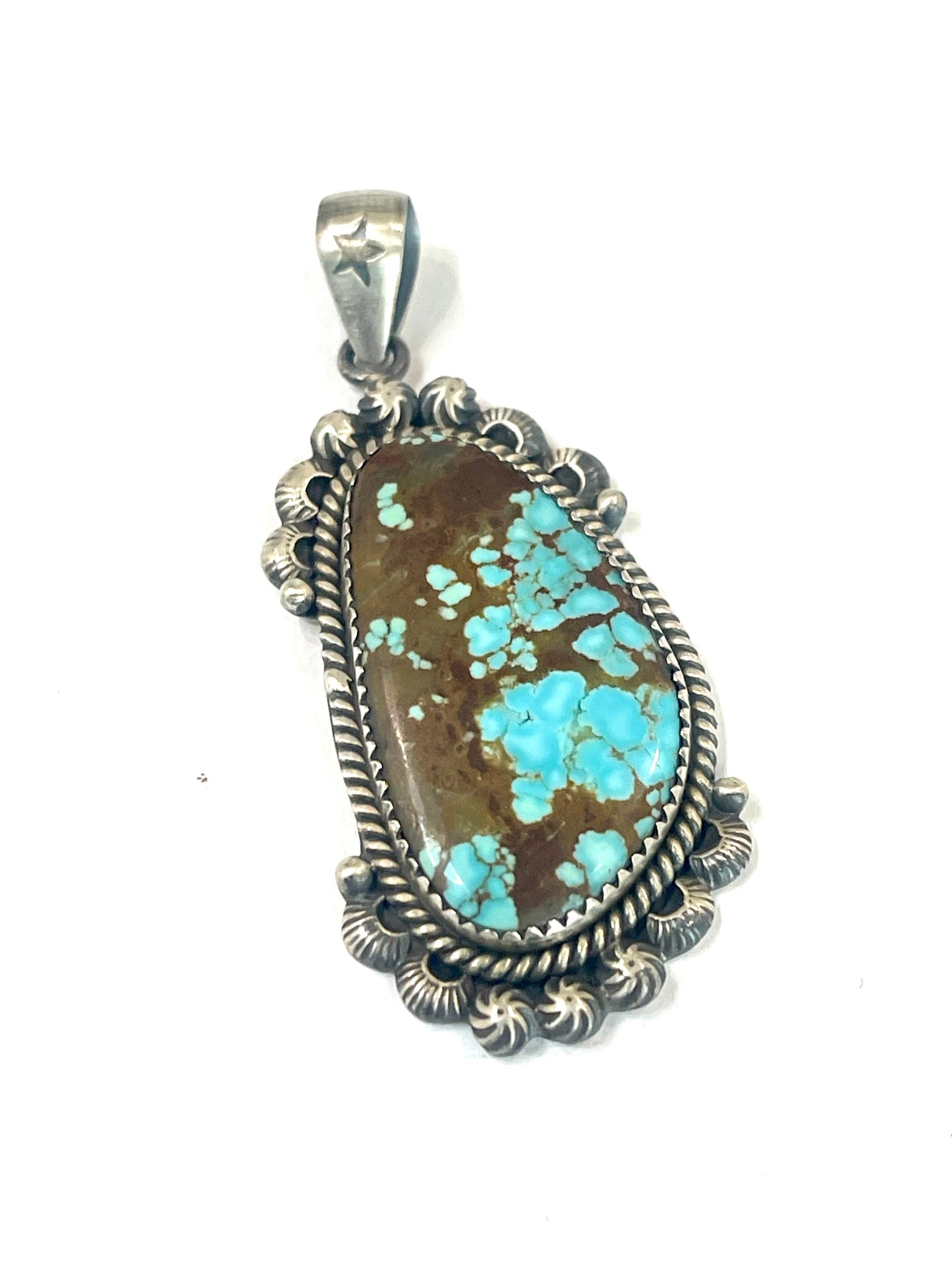 Beautiful Handmade Number 8 Turquoise & Sterling Silver Pendant