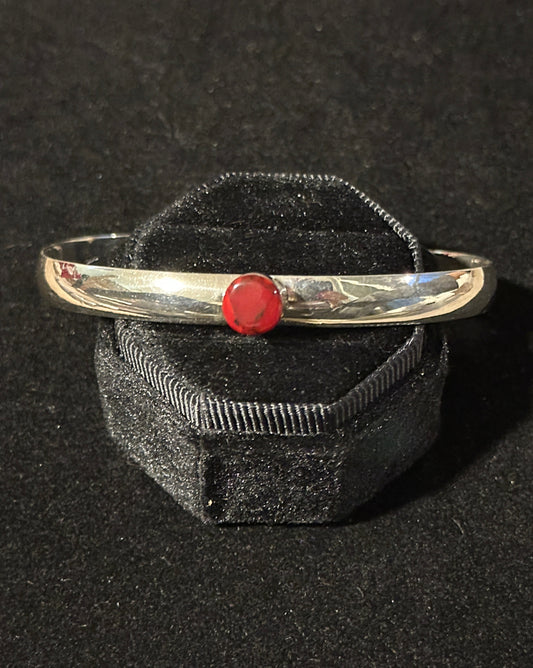 Simple Cuff Red Jasper Sterling Silver Bracelet