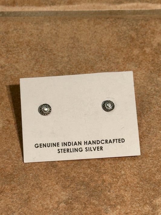 Handcrafted Sterling Silver Concho Swirl Stud Post Earrings