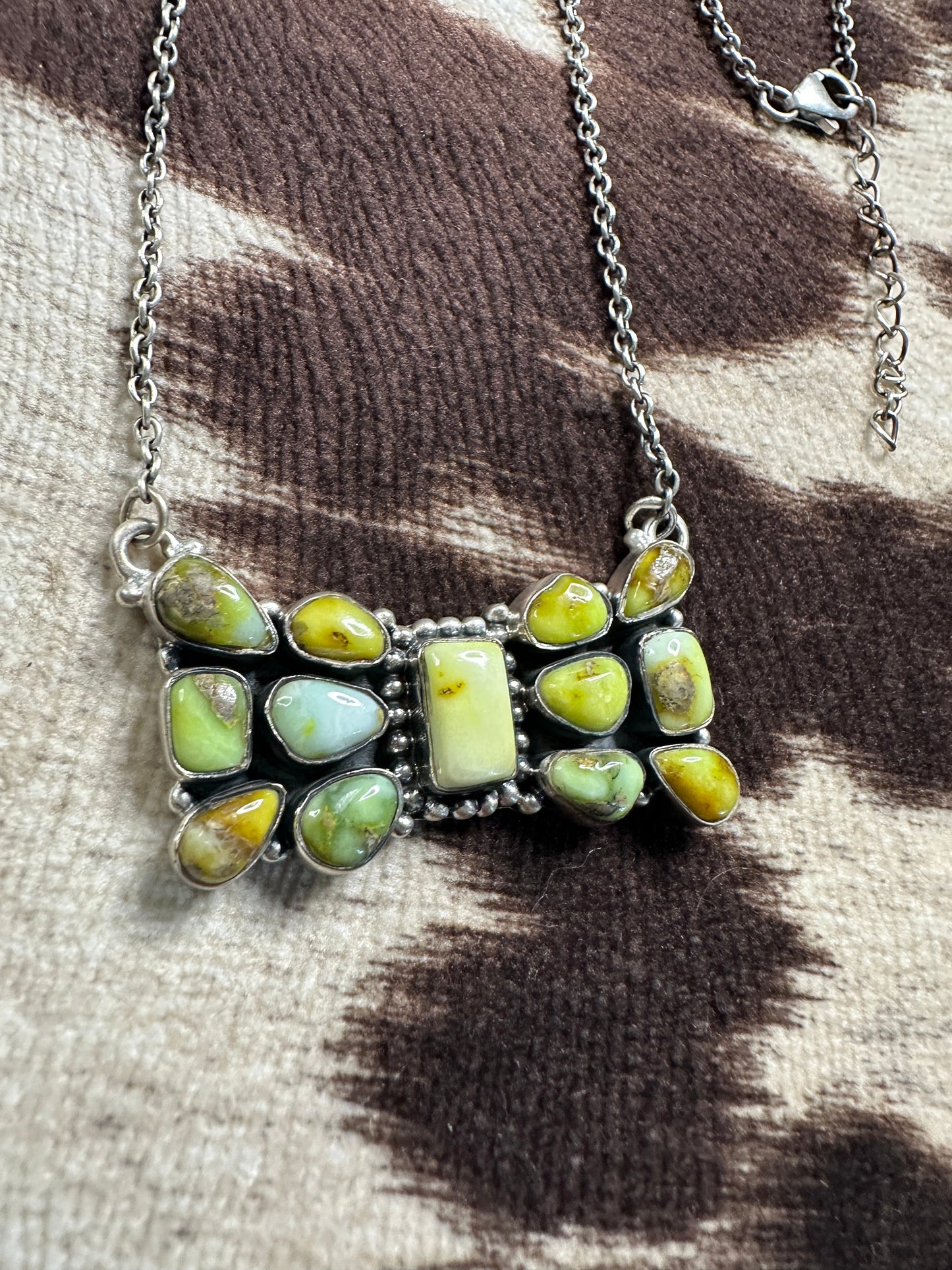 Handmade Sterling Silver Palomino Turquoise Necklace square center
