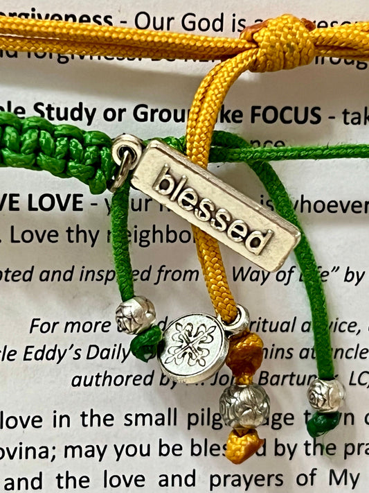 Student & Alumni Blessing Cross Bracelet- Yellow & Green