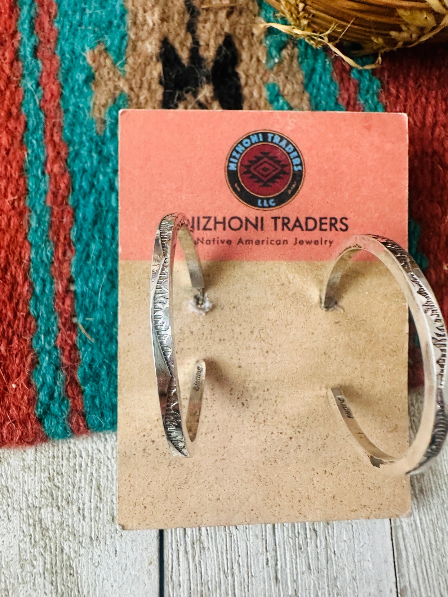 Handcrafted Hand Stamped Sterling Silver Hoop Earrings