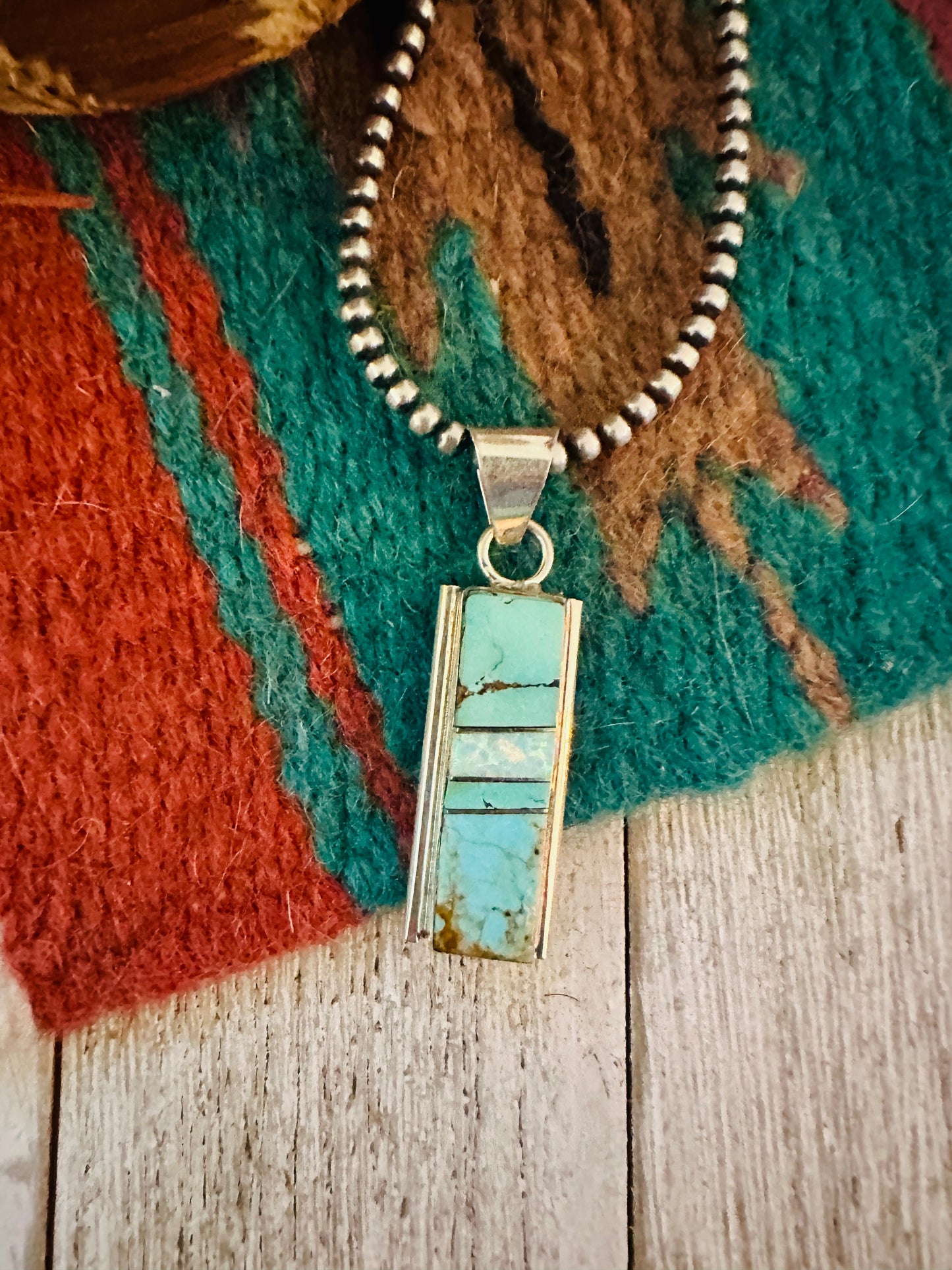 Handcrafted Sterling Silver, Turquoise & Opal Inlay Pendant