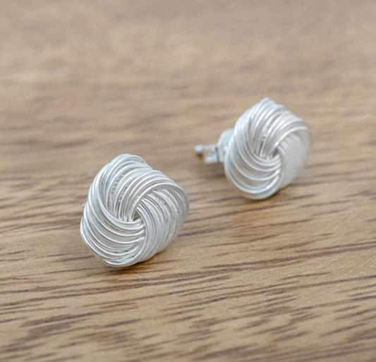 Spun Knot Sterling Silver Earrings