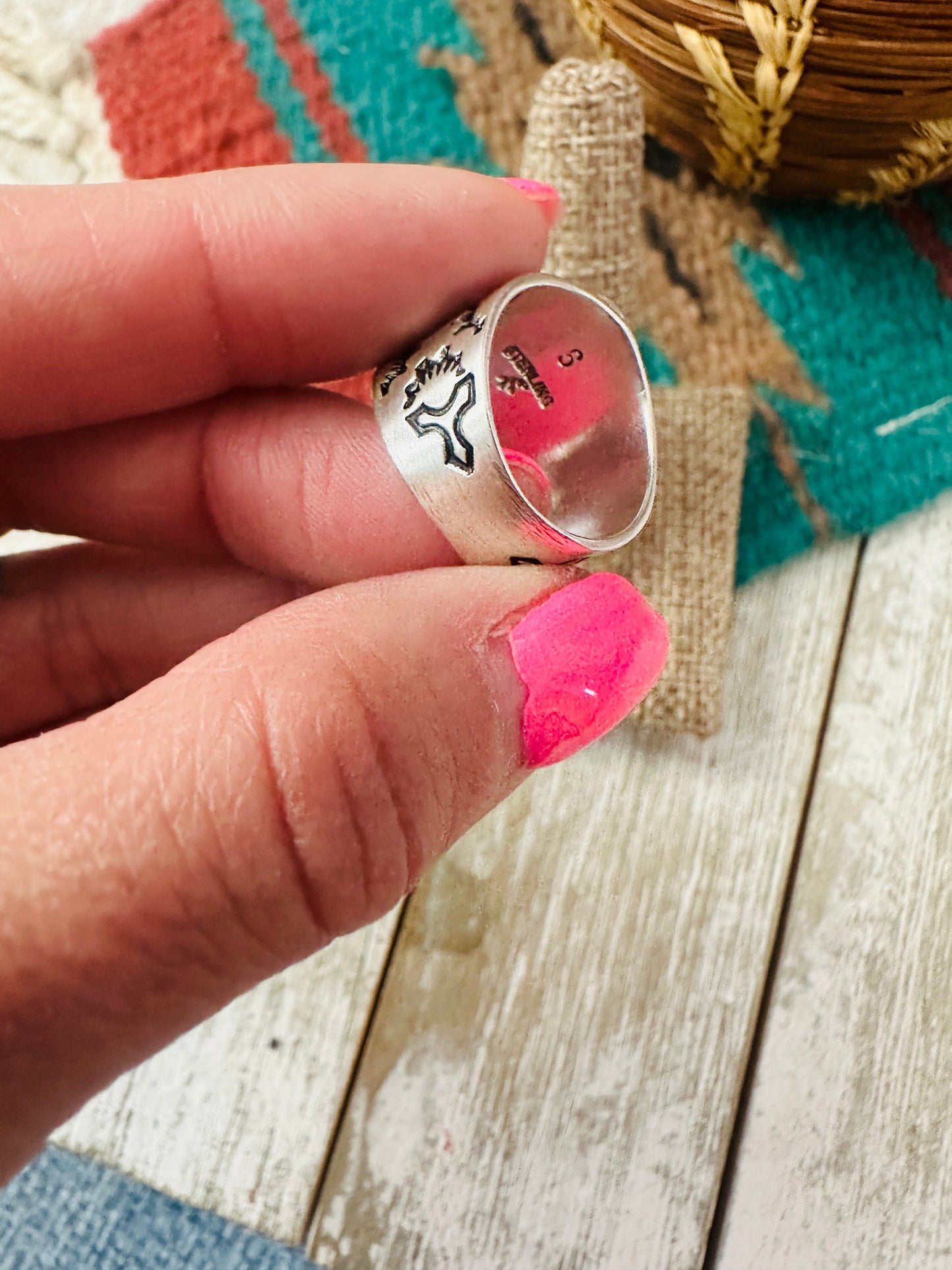Handcrafted Sterling Silver & Pink Dream Mojave Ring Size 5.5