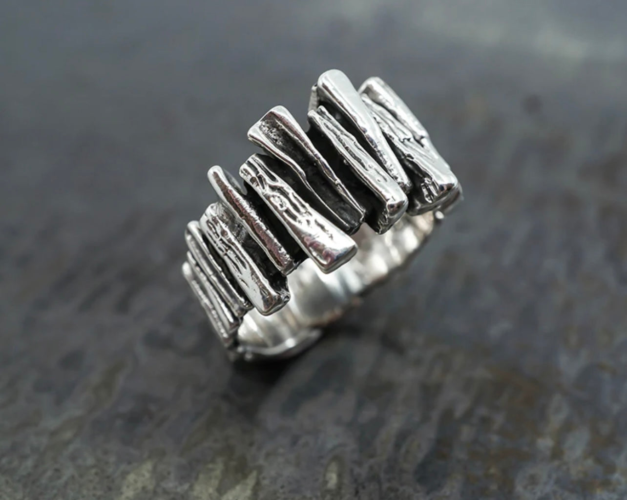Textured Branches Sterling Silver Ring
