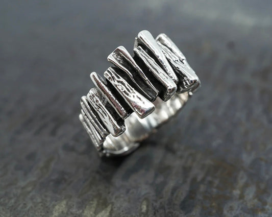 Textured Branches Sterling Silver Ring