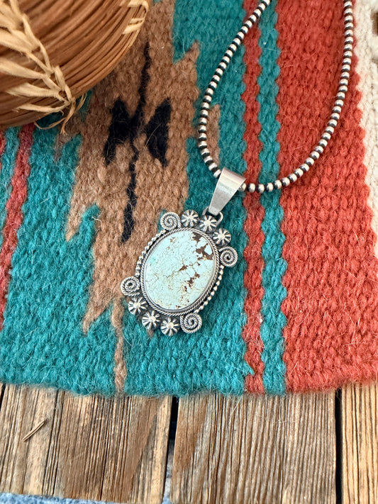 Handcrafted Sterling Silver & Dry Creek Turquoise Pendant by Daniel Benally