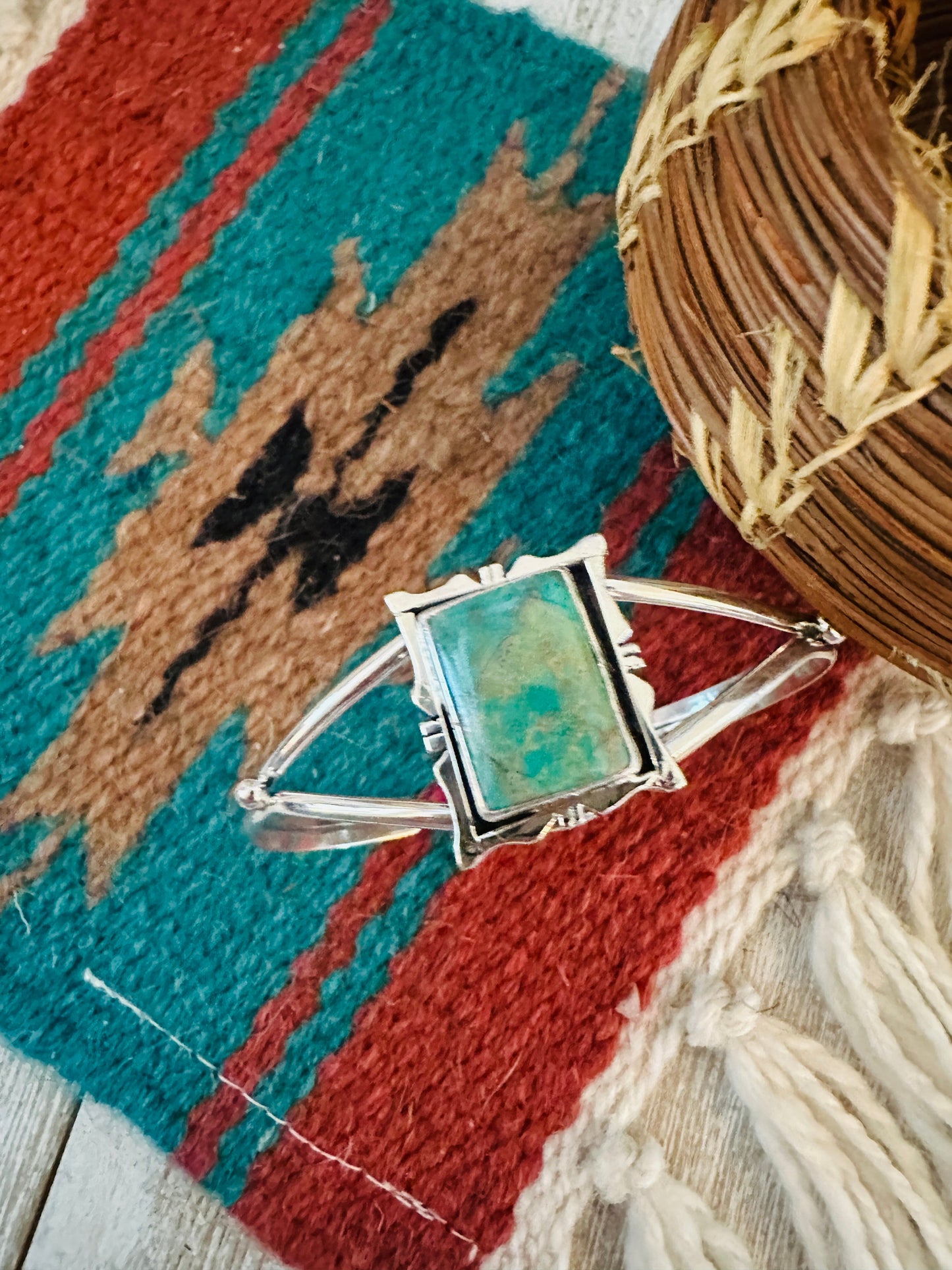 Handcrafted Sterling Silver & Turquoise Shadowbox Cuff Bracelet