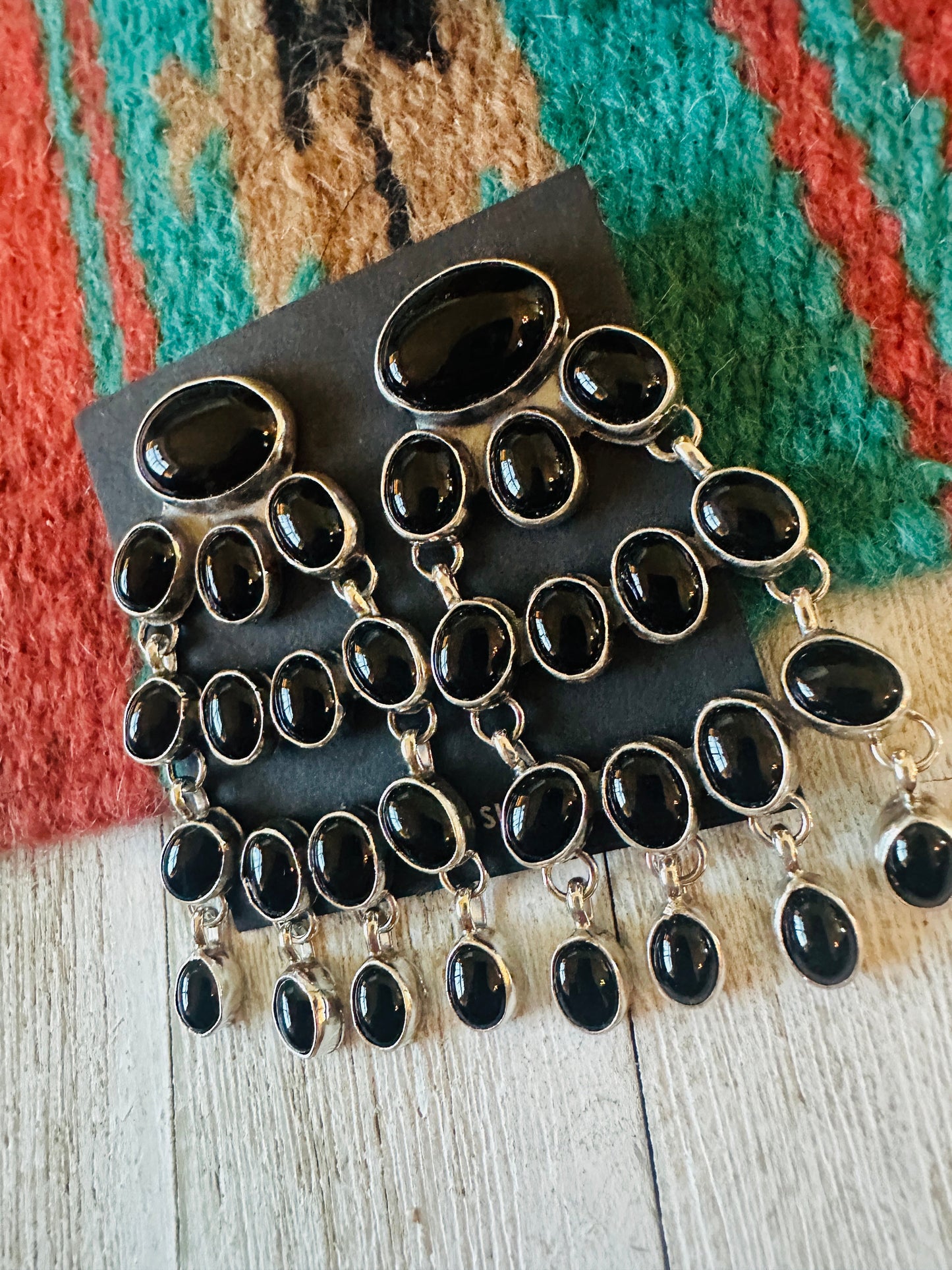 Handcrafted Sterling Silver & Black Onyx Chandelier Dangle Earrings