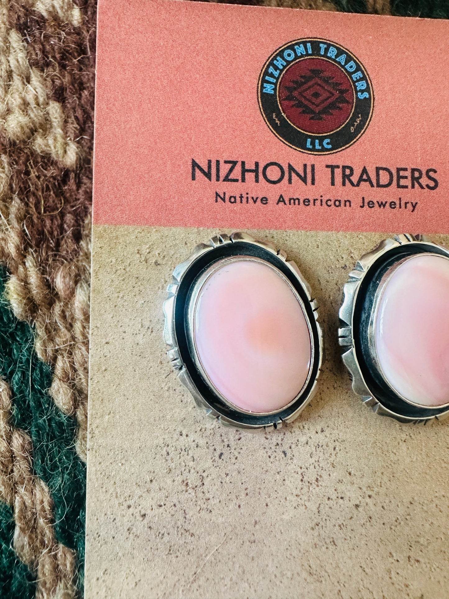 Handcrafted Sterling Silver & Queen Pink Conch Post Earrings