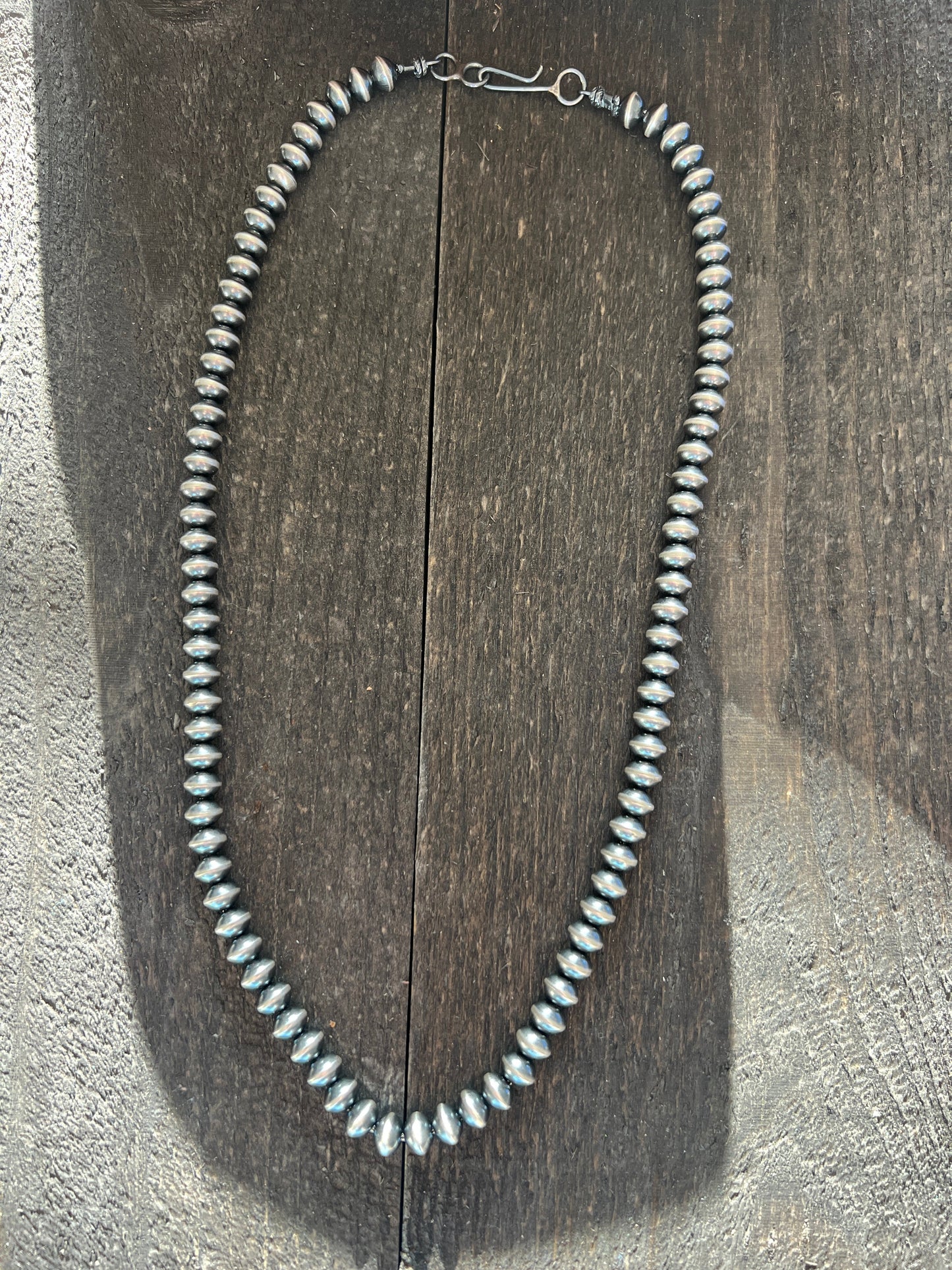 Vinita Cowboy Handmade 8mm Sterling Silver Handcrafted Saucer Pearl Beaded Necklaces