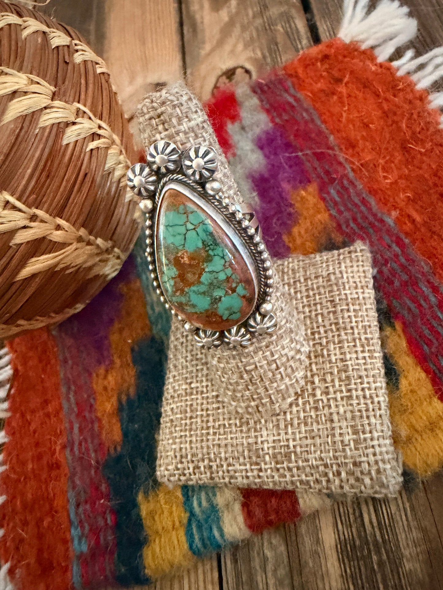 Handcrafted Royston Turquoise & Sterling Silver Ring Size 7 Daniel Benally