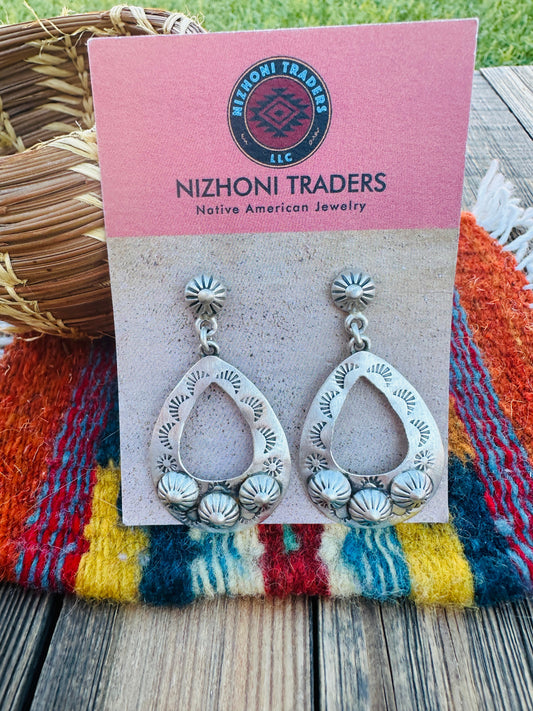 Handcrafted Sterling Silver Concho Dangle Earrings