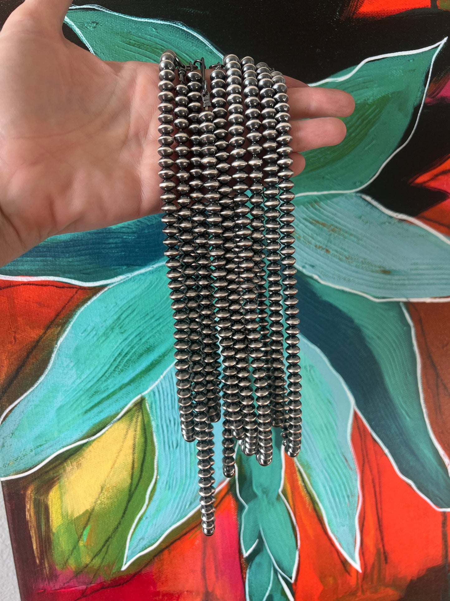 Vinita Cowboy Handmade 8mm Sterling Silver Handcrafted Saucer Pearl Beaded Necklaces